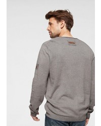 grauer Pullover mit einem V-Ausschnitt von camel active