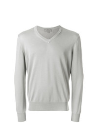 grauer Pullover mit einem V-Ausschnitt von Canali