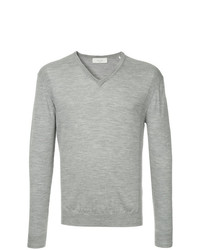 grauer Pullover mit einem V-Ausschnitt von Cerruti 1881