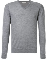 grauer Pullover mit einem V-Ausschnitt von Cerruti