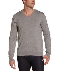 grauer Pullover mit einem V-Ausschnitt von Chevignon