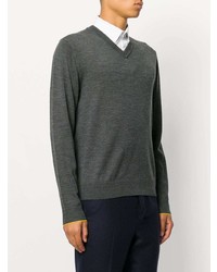 grauer Pullover mit einem V-Ausschnitt von Ps By Paul Smith