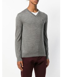 grauer Pullover mit einem V-Ausschnitt von Polo Ralph Lauren