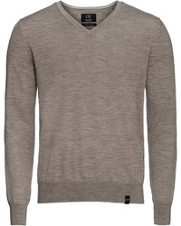 grauer Pullover mit einem V-Ausschnitt von COMMANDER