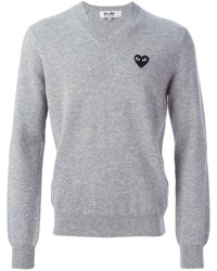 grauer Pullover mit einem V-Ausschnitt von Comme des Garcons