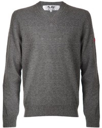grauer Pullover mit einem V-Ausschnitt von Comme des Garcons