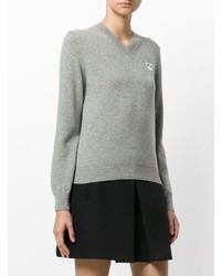 grauer Pullover mit einem V-Ausschnitt von Comme Des Garcons Play