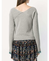 grauer Pullover mit einem V-Ausschnitt von Chloé