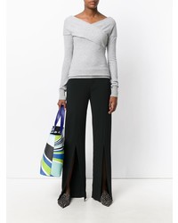 grauer Pullover mit einem V-Ausschnitt von Emilio Pucci