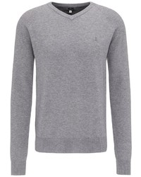 grauer Pullover mit einem V-Ausschnitt von Dreimaster