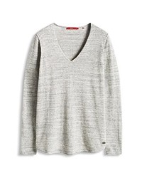 grauer Pullover mit einem V-Ausschnitt von edc by Esprit