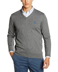 grauer Pullover mit einem V-Ausschnitt von El Ganso