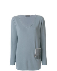 grauer Pullover mit einem V-Ausschnitt von Fabiana Filippi