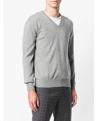 grauer Pullover mit einem V-Ausschnitt von Loro Piana