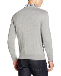 grauer Pullover mit einem V-Ausschnitt von Hackett Clothing