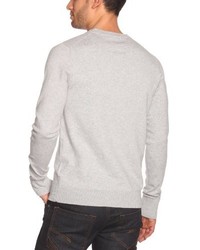 grauer Pullover mit einem V-Ausschnitt von Hilfiger Denim