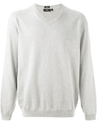 grauer Pullover mit einem V-Ausschnitt von Hugo Boss