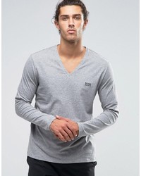 grauer Pullover mit einem V-Ausschnitt von Hugo Boss