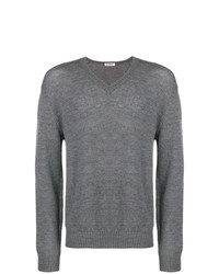 grauer Pullover mit einem V-Ausschnitt von Jil Sander