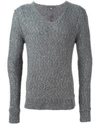 grauer Pullover mit einem V-Ausschnitt von John Varvatos