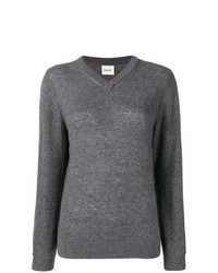 grauer Pullover mit einem V-Ausschnitt von Khaite