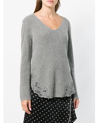 grauer Pullover mit einem V-Ausschnitt von Ermanno Ermanno
