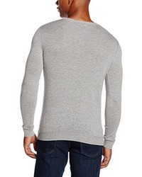 grauer Pullover mit einem V-Ausschnitt von Lee