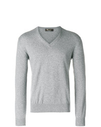 grauer Pullover mit einem V-Ausschnitt von Loro Piana
