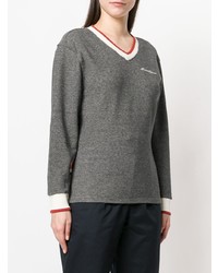 grauer Pullover mit einem V-Ausschnitt von MAISON KITSUNE