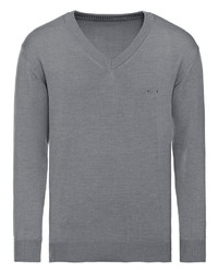 grauer Pullover mit einem V-Ausschnitt von MARCO DONATI
