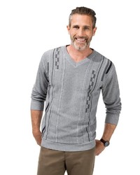 grauer Pullover mit einem V-Ausschnitt von MARCO DONATI
