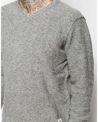 grauer Pullover mit einem V-Ausschnitt von Bellfield