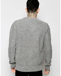 grauer Pullover mit einem V-Ausschnitt von Bellfield