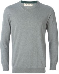 grauer Pullover mit einem V-Ausschnitt von Marni