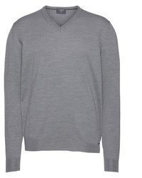 grauer Pullover mit einem V-Ausschnitt von Olymp