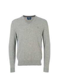 grauer Pullover mit einem V-Ausschnitt von Polo Ralph Lauren