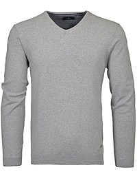 grauer Pullover mit einem V-Ausschnitt von RAGMAN