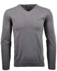 grauer Pullover mit einem V-Ausschnitt von RAGMAN