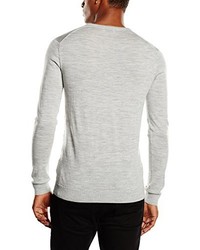 grauer Pullover mit einem V-Ausschnitt von Selected Homme