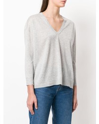 grauer Pullover mit einem V-Ausschnitt von Blanca