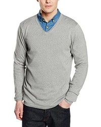 grauer Pullover mit einem V-Ausschnitt von SPRINGFIELD