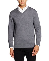grauer Pullover mit einem V-Ausschnitt von Thomas Pink