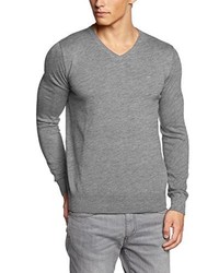 grauer Pullover mit einem V-Ausschnitt von Tom Tailor