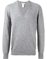 grauer Pullover mit einem V-Ausschnitt von Tomas Maier