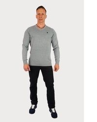 grauer Pullover mit einem V-Ausschnitt von U.S. Polo Assn.