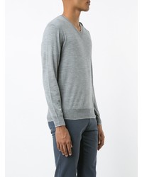 grauer Pullover mit einem V-Ausschnitt von Eleventy