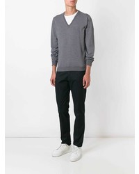 grauer Pullover mit einem V-Ausschnitt von Zanone