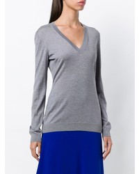 grauer Pullover mit einem V-Ausschnitt von Lanvin