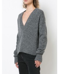 grauer Pullover mit einem V-Ausschnitt von Tibi