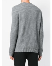 grauer Pullover mit einem V-Ausschnitt von Falke